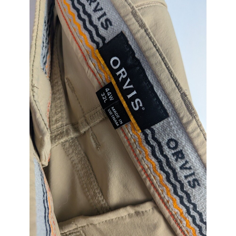 Orvis Jackson Quick Dry Pants Mens 44/32 Tan Nylon Blend Stretch Zip Pockets - Picture 13 of 15